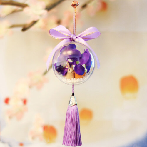創意小物館 可愛中秋花花兔精靈球掛飾 紫