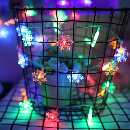 節慶派對佈置館 冬季戀歌聖誕雪花裝飾燈串 彩色