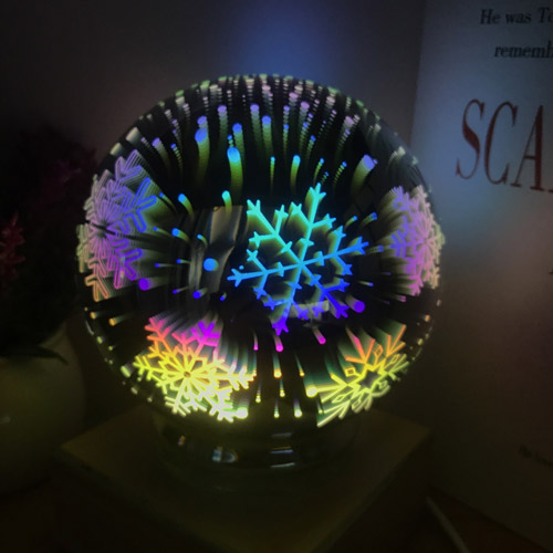 創意小物館 3D炫彩水晶魔球夜燈 雪花