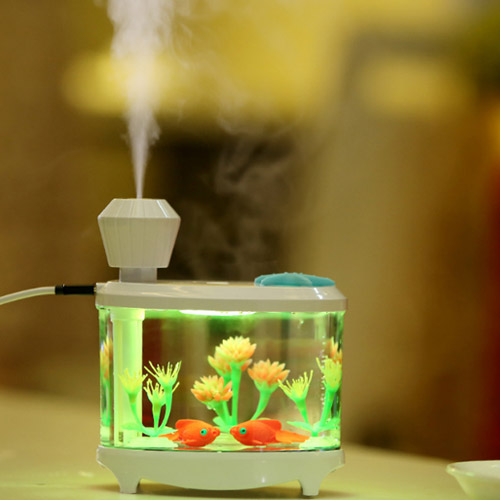 創意小物館 創意魚缸夜燈加濕器 白色