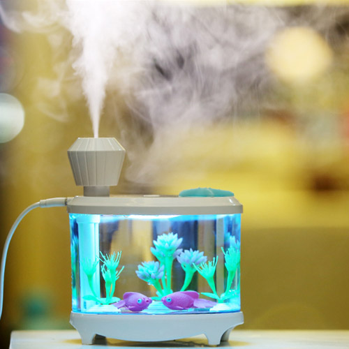 創意小物館 創意魚缸夜燈加濕器 藍色
