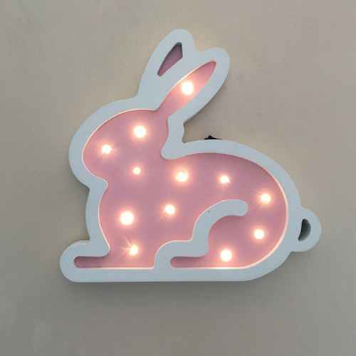 家居生活雜貨舖 浪漫可愛北歐星星兔子夜燈 粉紅兔