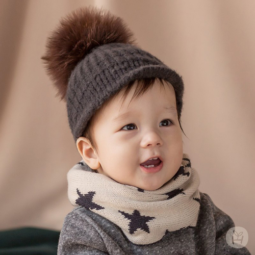 韓國 Happy Prince New Twinkle保暖雙面嬰兒童圍脖圍巾圍兜 淺米色