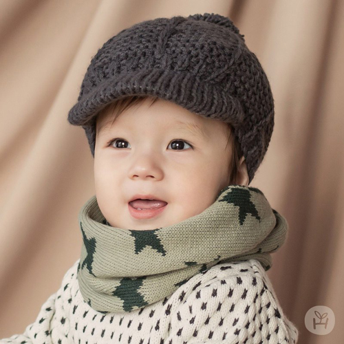 韓國 Happy Prince New Twinkle保暖雙面嬰兒童圍脖圍巾圍兜 淺綠色