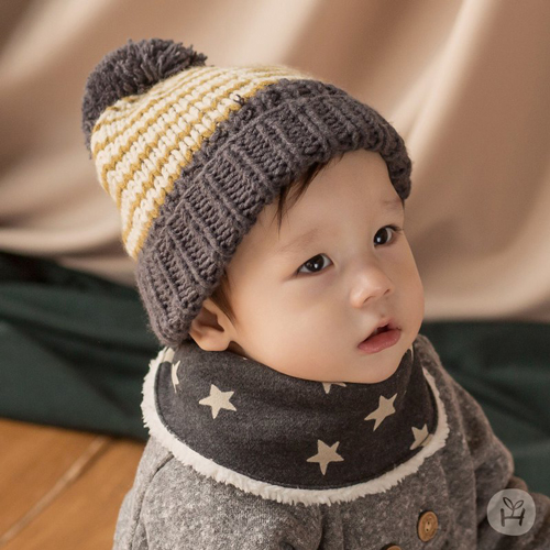 韓國 Happy Prince Benjamin保暖嬰兒童圍脖圍巾 炭黑色