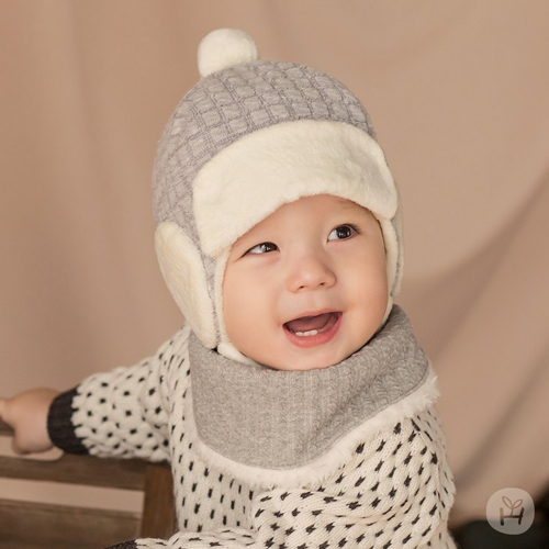 韓國 Happy Prince Harper保暖嬰兒童圍脖圍巾圍兜 灰色