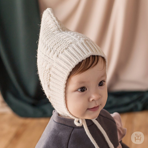 韓國 Happy Prince Loria毛線針織精靈保暖嬰兒帽寶寶帽童帽 奶油色