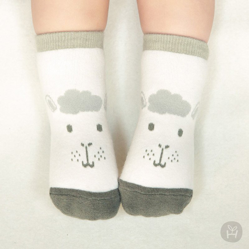 韓國 Happy Prince Kido動物嬰童短襪 墨綠羊駝M