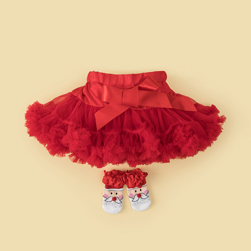 日安朵朵 聖誕女童蓬裙組(蓬裙+寶寶襪) 寶寶聖誕禮物送禮