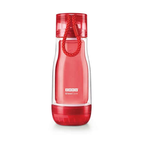 美國 ZOKU 繽紛玻璃雙層隨身瓶(355ml) 紅色