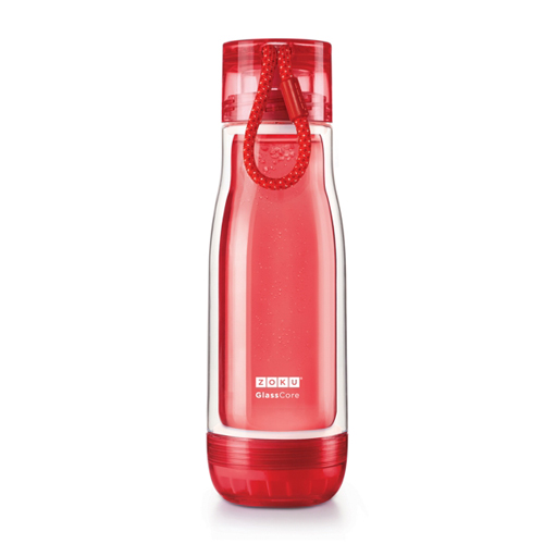 美國 ZOKU繽紛玻璃雙層隨身瓶(475ml) 紅色