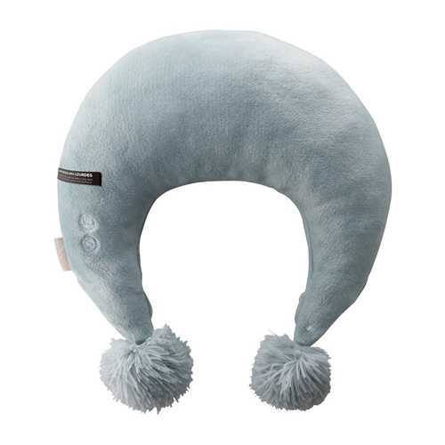 日本 Lourdes 貴賓狗限定版毛毛弧形溫熱肩頸按摩枕 (蒼青藍)191cbl
