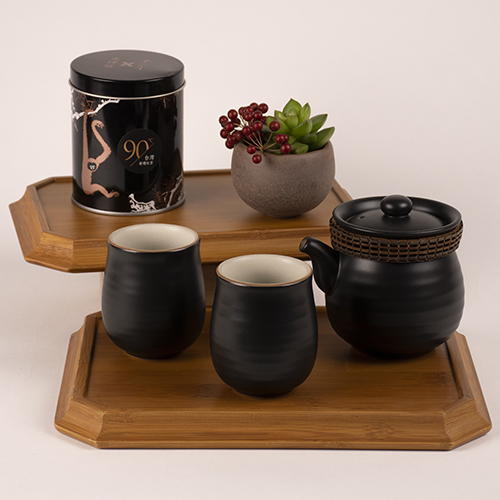 陶作坊│陶寶 掏寶_黑陶易泡組(附小黑罐茶葉)(台北綠茶50克)