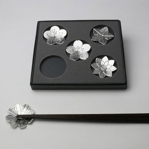 日本 能作 有花勘折純錫筷架