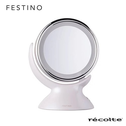 日本 recolte Festino 雙面柔光化妝鏡 簡約白