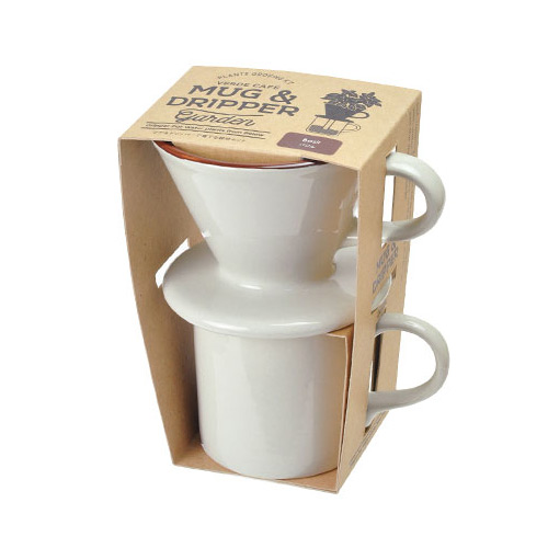 日本 聖新陶芸 Verde Cafe-Mug&dripper 造型植栽培/咖啡濾壺 白色-羅勒