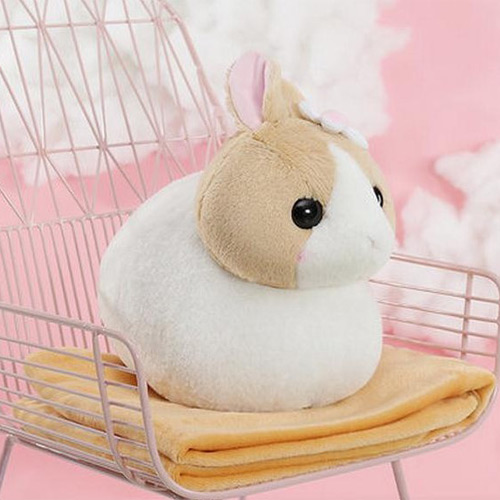 家居生活雜貨舖 可愛毛茸兔兩用空調毯抱枕娃娃 淺棕色