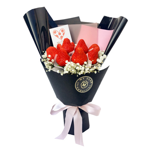 My Dear Strawberries PiNkY BlAcK繽粉黑鑽草莓花束(小型)