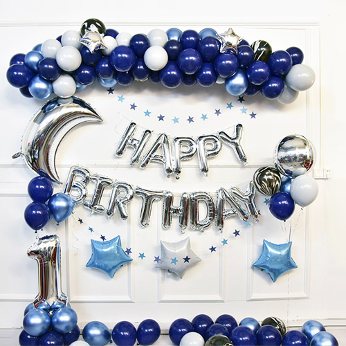 節慶派對佈置館 寶寶周歲派對氣球佈置套裝-藍色星空