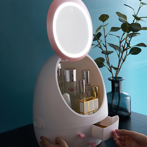 家居生活雜貨舖 LED補光鏡面化妝品收納盒