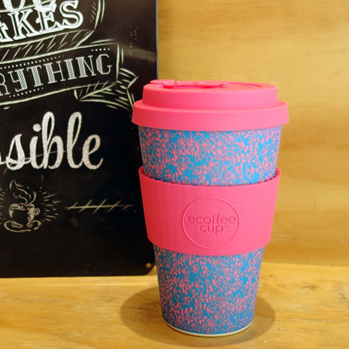 英國Ecoffee Cup 環保隨行杯400ml-粉藍花