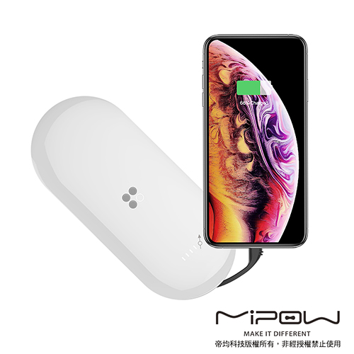 MiPOW Power Cube  X3 10000mAh MFi認證 無線充電+PD帶線行動電源-白
