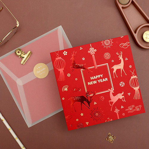 卡片提袋包材館 [自寫卡片] 聖誕小喜氣燙金賀卡 新年鹿