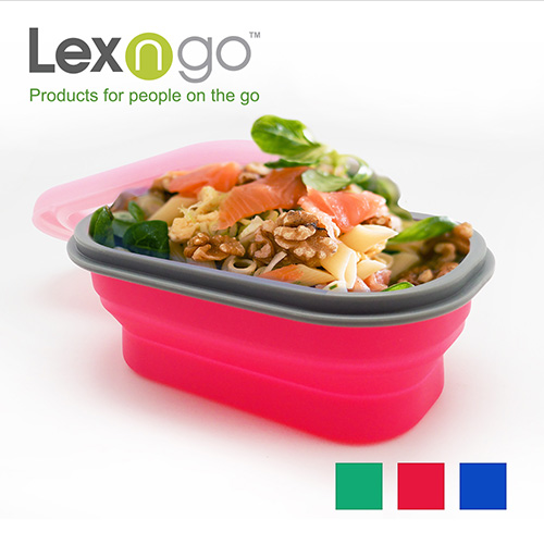 香港 Lexngo 矽膠蓋可摺疊餐盒(小)桃