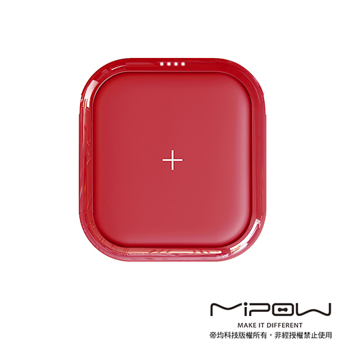 MiPOW Power Cube 10000mAh 無線充電+PD雙向快充行動電源 (附絨布收納袋)-雅典紅