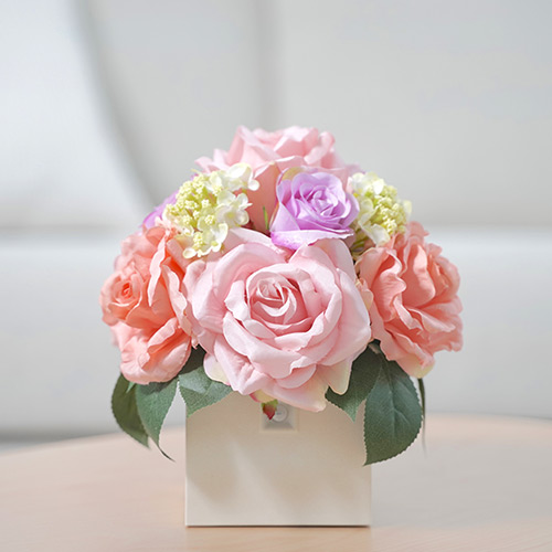 日本 岱樂鈁 Delight  古典玫瑰LED感應燈花盆-  盛桃色