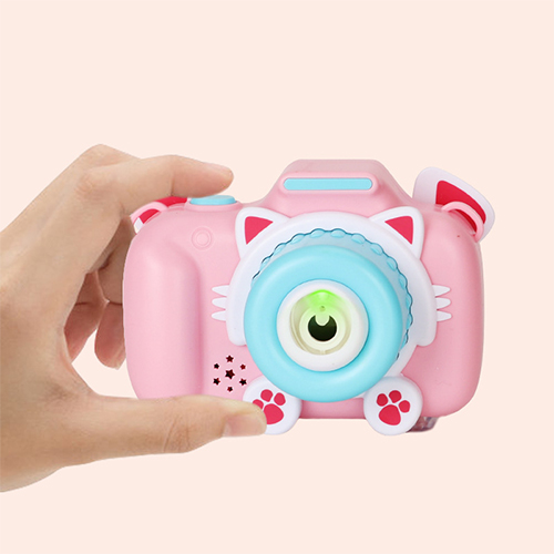 創意小物館 萌趣動物相機造型聲光泡泡機 粉紅貓咪