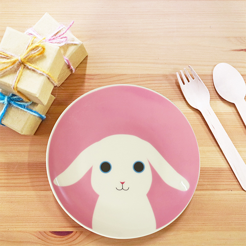 【客製化】陶緣彩瓷 可愛動物Say Hi 6.5吋骨瓷盤-兔子
