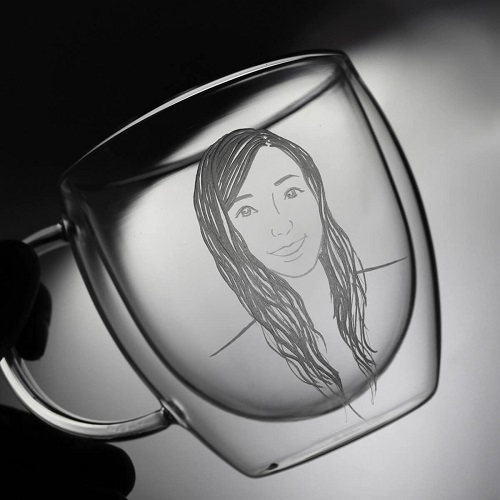 MSA【手工雕刻】250cc【肖像杯】(寫實版) 耐熱玻璃雙層馬克杯-GA2144