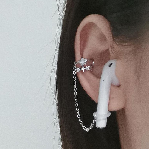Claire飾品 Airpods 防丟耳骨夾 一組兩入 銀色小鋯石
