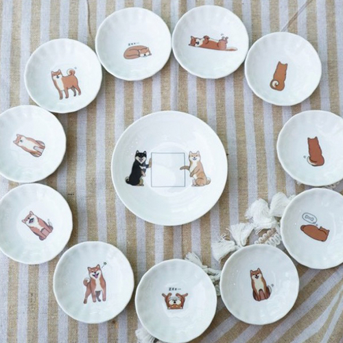 陶緣彩瓷 柴犬小碟套組 (柴犬小碟套組(16入)送4吋碟)