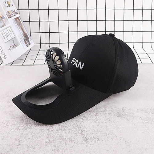 創意小物館 USB充電風扇棒球帽 黑色