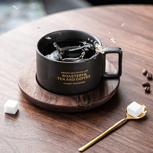 家居生活雜貨舖 質感美式咖啡杯木碟禮盒組 鐵鏽黑