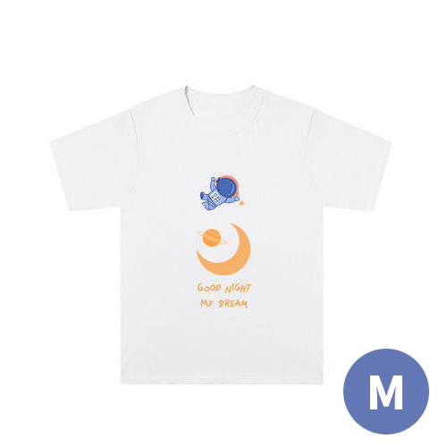 創意小物館 太空人半袖情侶T 月亮白 M
