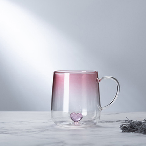 家居生活雜貨舖 簡約立體愛心玻璃杯 粉心