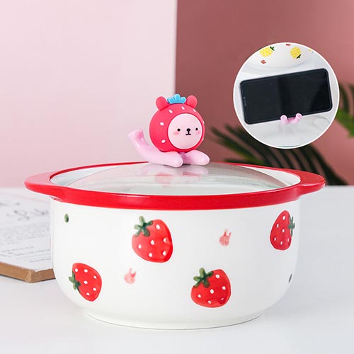 家居生活雜貨舖 水果萌寵多功能泡麵蓋碗 草莓