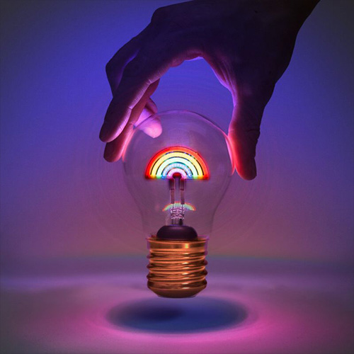 英國 Suck UK Cordless Heart Lightbulb充電式LED霓虹造型燈泡(彩虹)