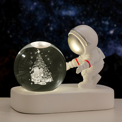 創意小物館 摯愛太空人水晶球小夜燈 聖誕老人