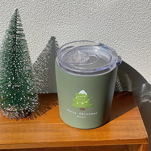 家居生活雜貨舖 聖誕不鏽鋼保溫咖啡杯 240ml 聖誕樹
