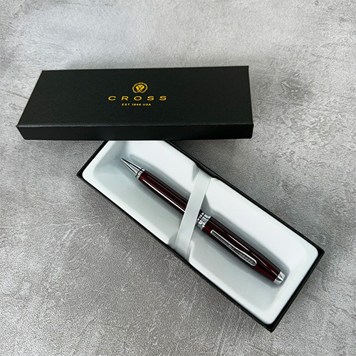 【12/2~12/8精選筆品牌75折】【可雷雕】美國 CROSS  高雲系列 紅亮漆亮鉻原子筆