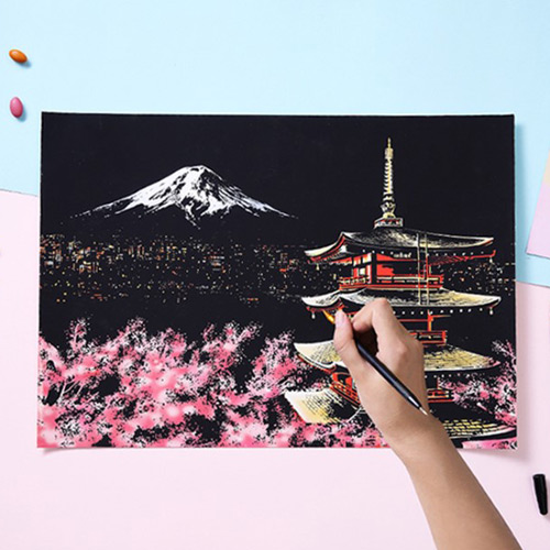 創意小物館 紓壓DIY刮畫 富士山