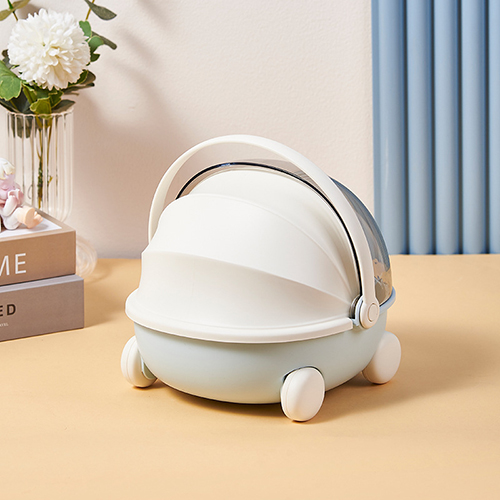 【11/3~12/31冬季85折優惠】創意小物館 搖籃桌面防塵收納箱 奶油藍