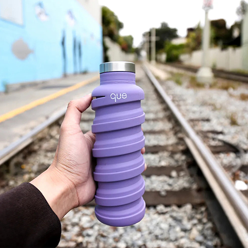 美國 que bottle 環保伸縮水瓶(薰衣紫(355ml))