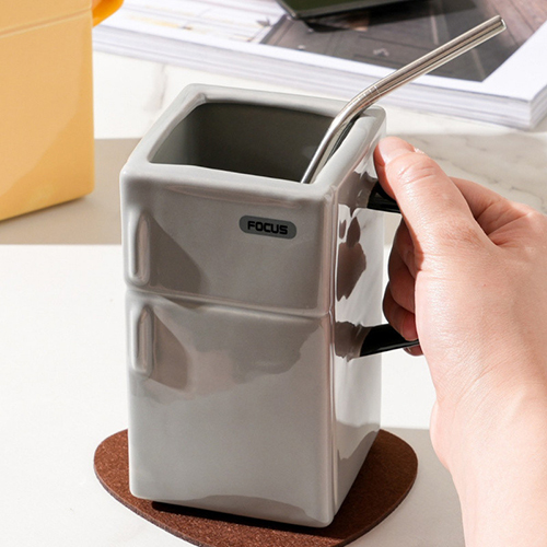 【11/3~12/31冬季85折優惠】創意小物館 復古冰箱馬克杯 銀灰