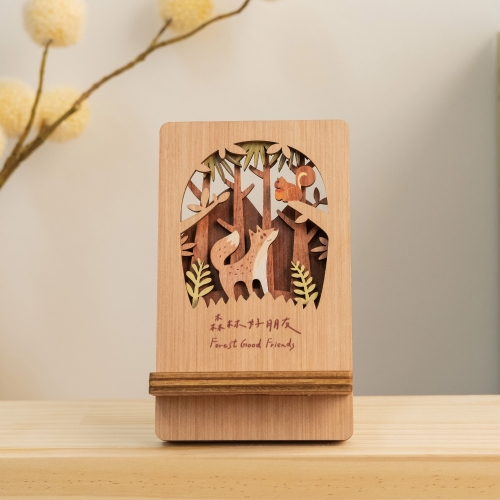 遊木時光 woodtime 微風景手機架(森林好朋友)
