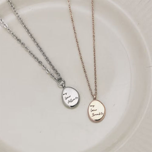 獨家記憶手作 【客製化刻字】迷你咖啡豆項鍊 母女 禮物(兩件組 玫瑰金+銀)